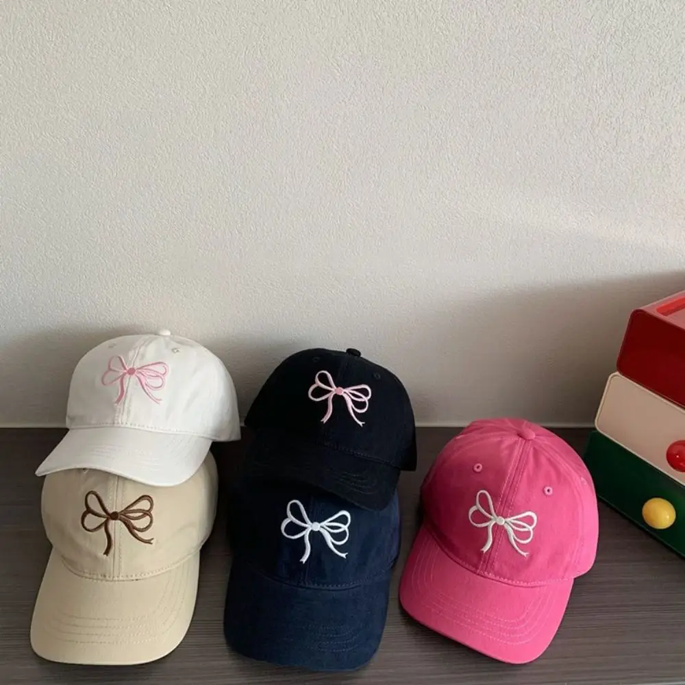 

Bow Embroidery Baby Baseball Caps Vintage Sports Washed Cotton Kids Visor Cap Adjustable Spring Summer Children Sun Hat Outdoor