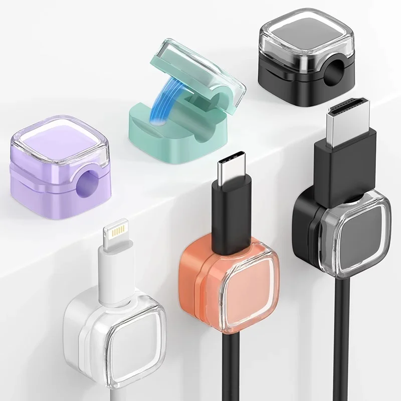 6pcs Magnetic Cable Clips USB Cable Smooth Adjustable Cord Holder Desk Cable Management Wire Keeper Cable Organizer Line Holder