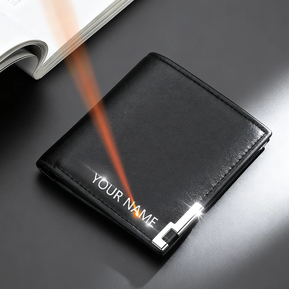 

Новый мужской короткий кошелек по индивидуальному заказу, высококачественный держатель для карт, слот для фото, классический простой мужской кошелек с зажимом для карт