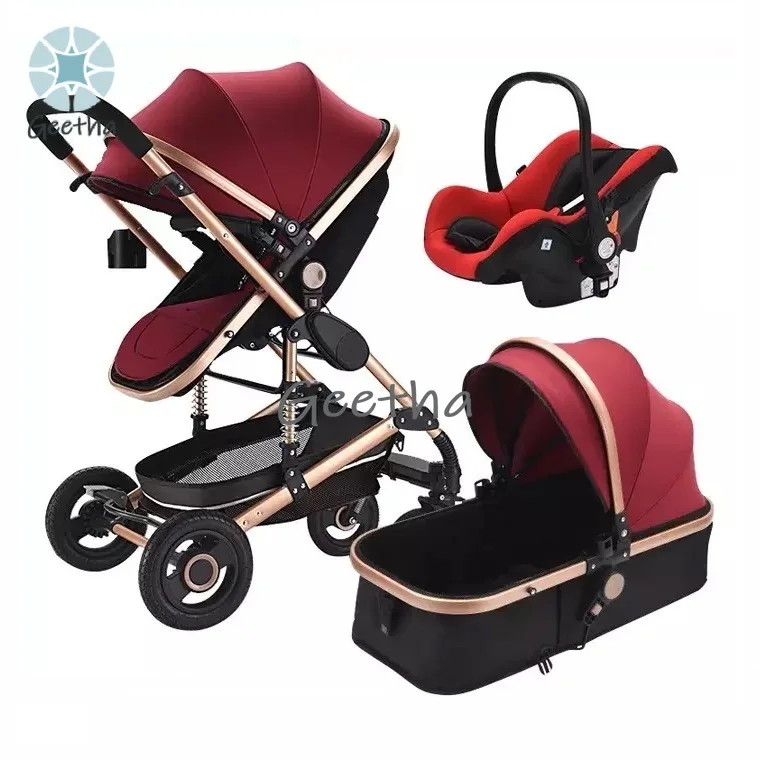 

Lightweight Luxury Baby Stroller 3 in 1 Portable High Landscape Reversible stroller baby 4 in 1 Stroller Travel Pram