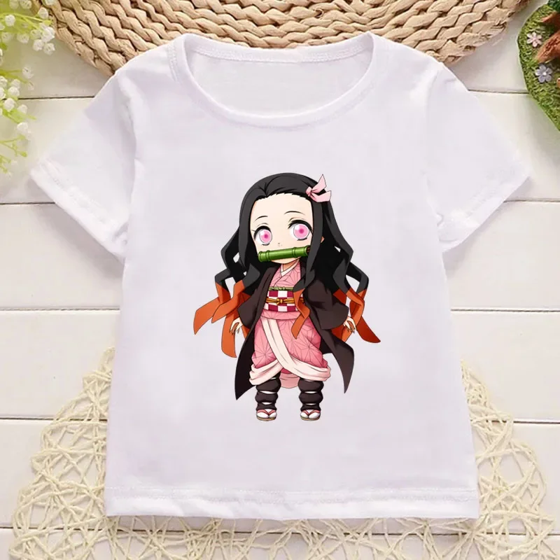 T-shirt à Manches Courtes pour Enfant Garçon et Fille, avec Dessin Animé Demon Slayer Kamado Nezuko, Vêtements d'Été