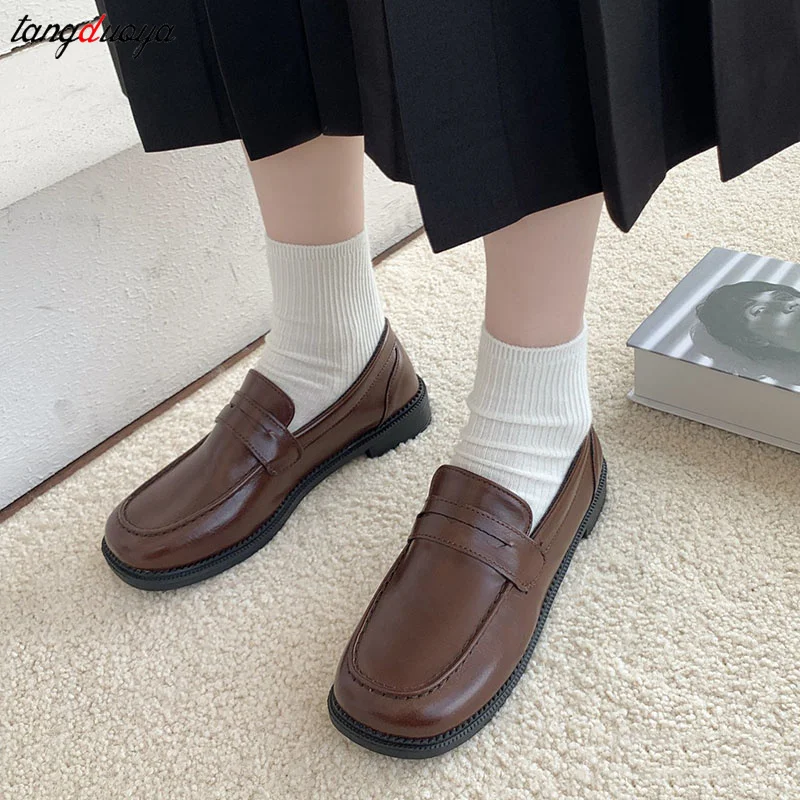 Mary Jane Shoes JK Commuter Uniform Loafers Women Lolita Shoes Girls Japanese School College Gothic Mocassins Leather Flats