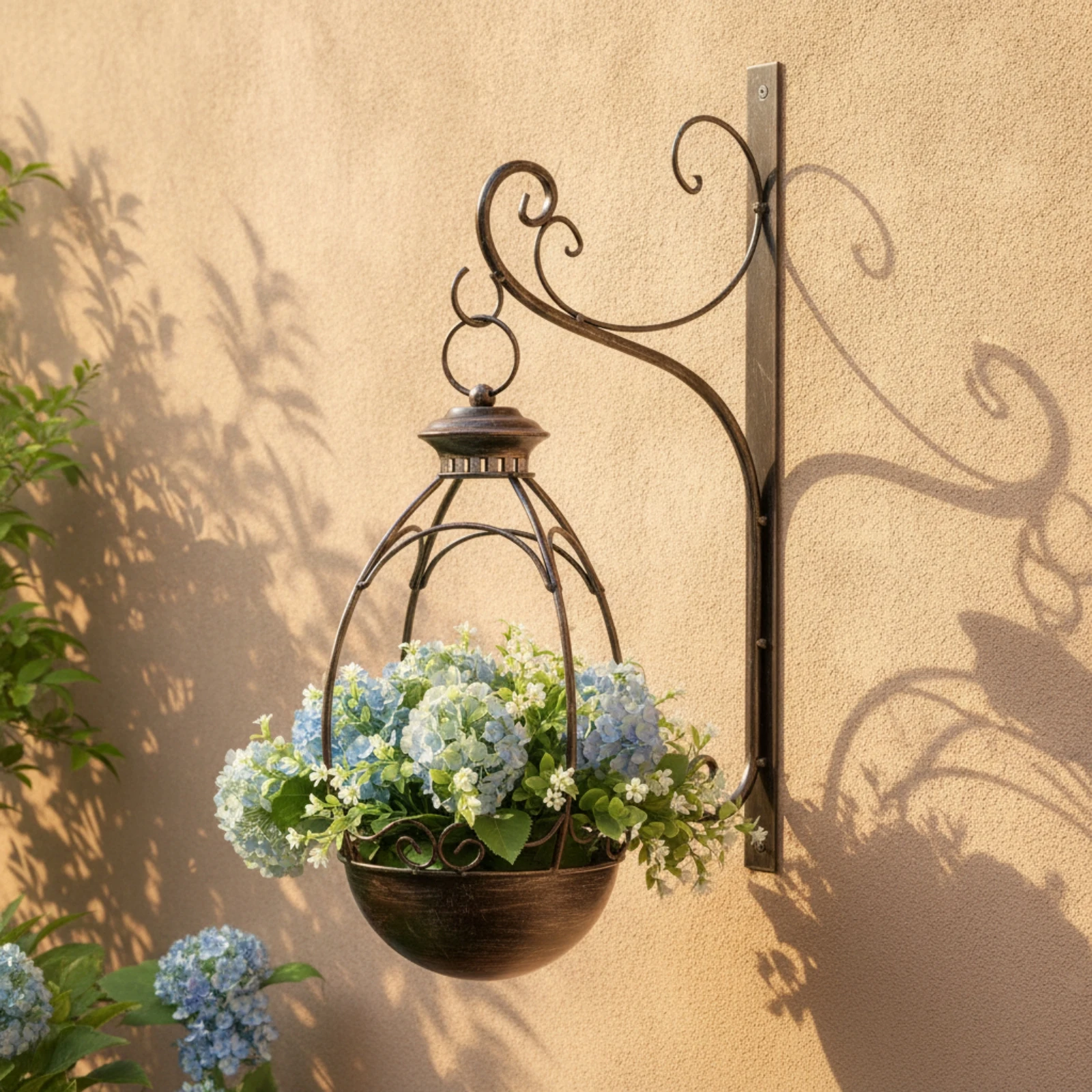 Wall Hanging Planter Scrollwork Lantern Planter Plant Hanger Hook with Bracket Decorative Hanging Basket Wall Hook Heavy Duty view 3