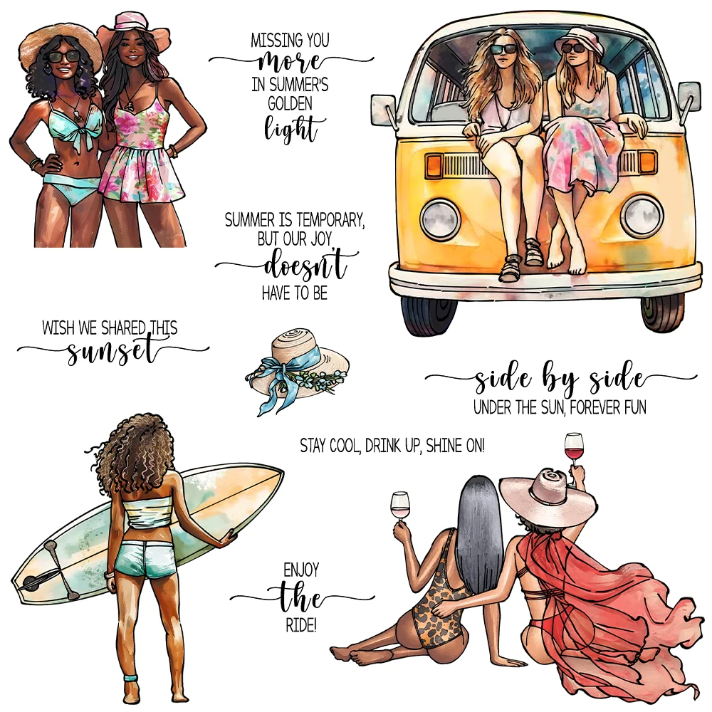 

Mangocraft Summer Holiday Girl Friend Clear Stamp DIY Scrapbooking Supplies Silicone Stamp For Card Making Albums Crafts Decor