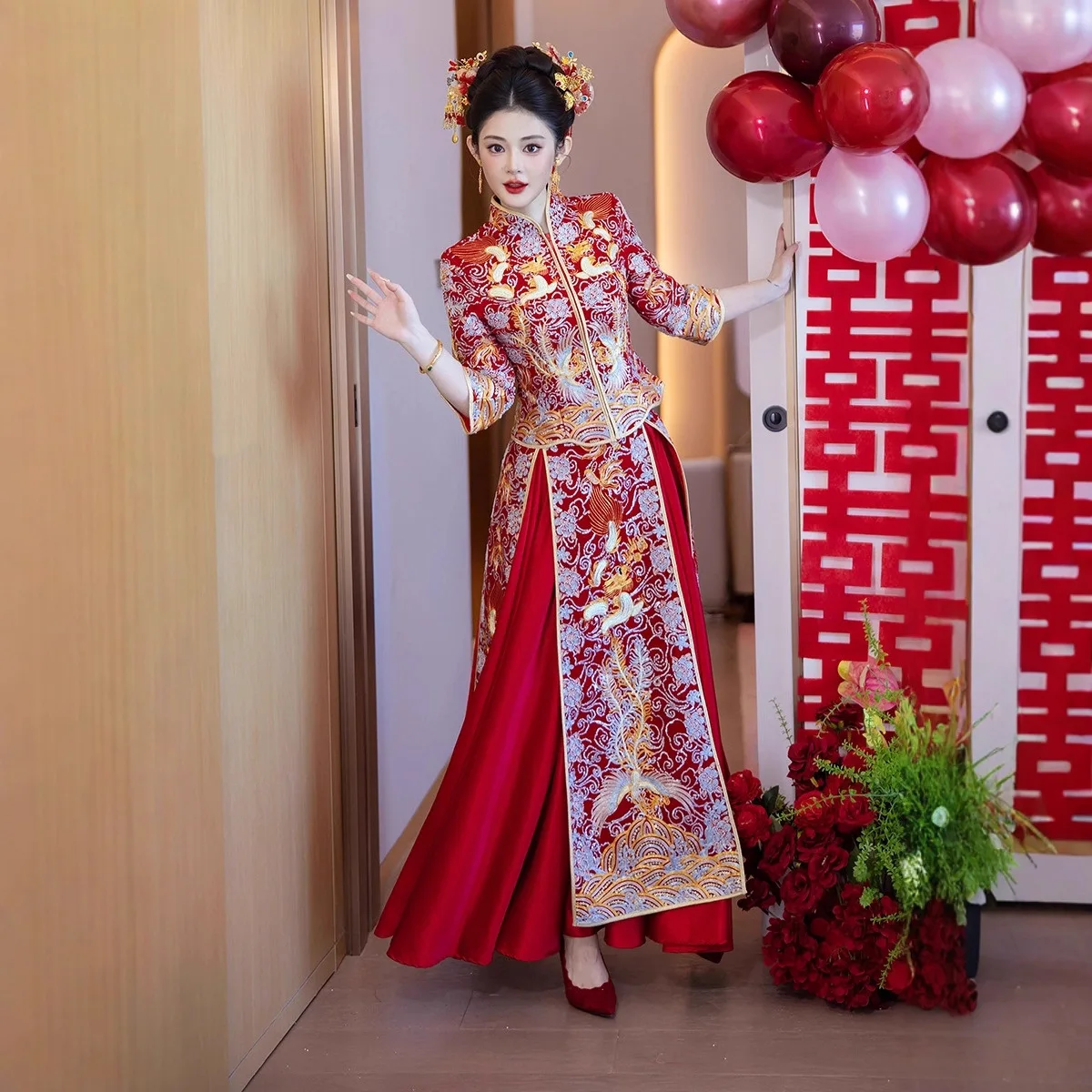 

Yourqipao Plus Size Chinese Traditional Embroidered Xiuhe Suit 2025 New Dragon and Phoenix Gown Wedding Dress Suit