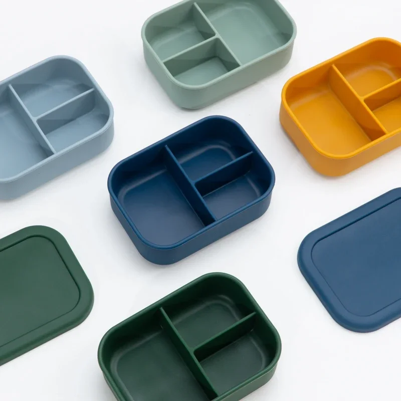 

New Square Silicone Bowl Baby Food Supplement Box Teenager Lunch Box With Lid Fresh-Keeping Dustproof Microwave Refrigerator