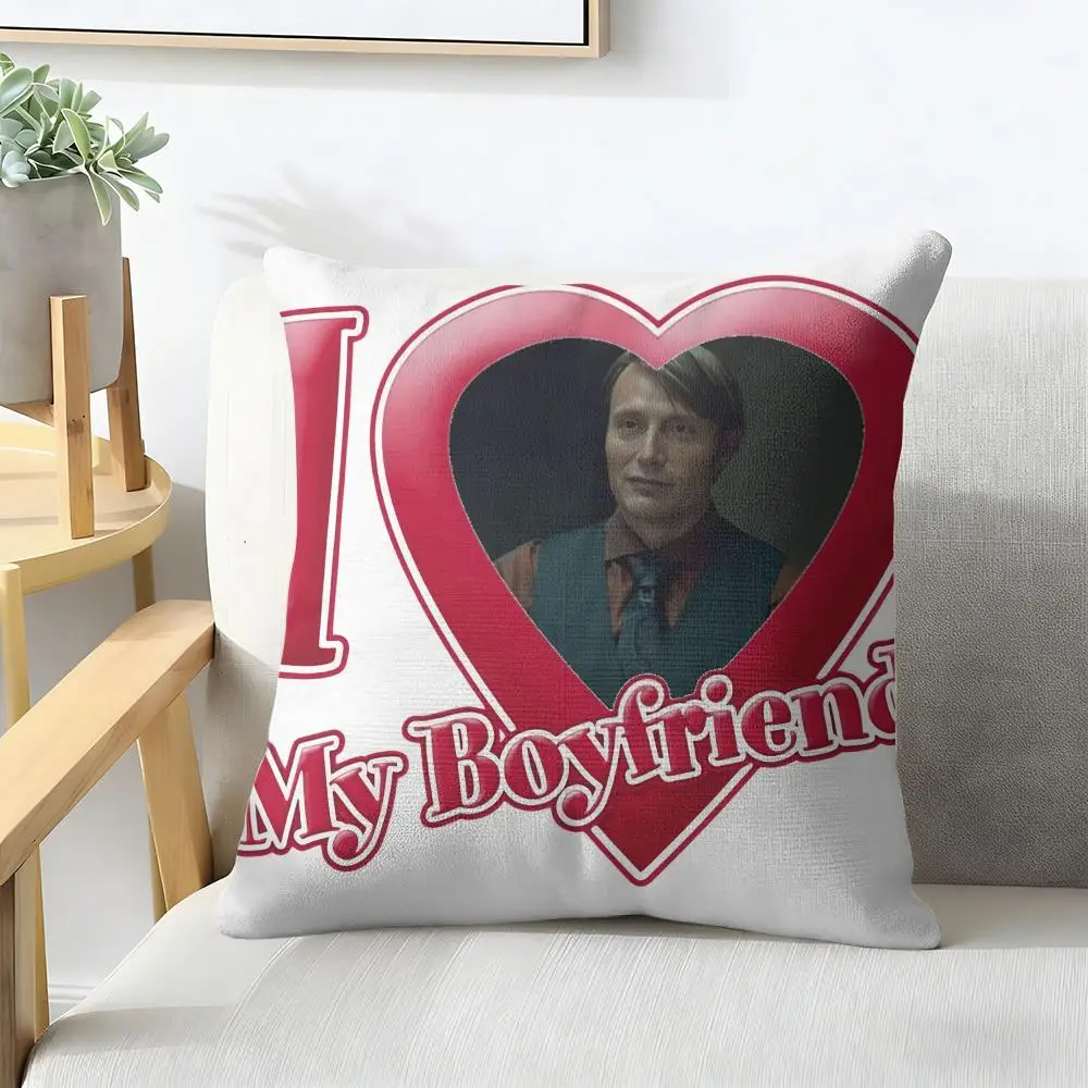 Mikkelsen H-Hannibal Meme Cushion Cover Natural Linen Organic Fabric Double-Sided Printing Breathable For Decor