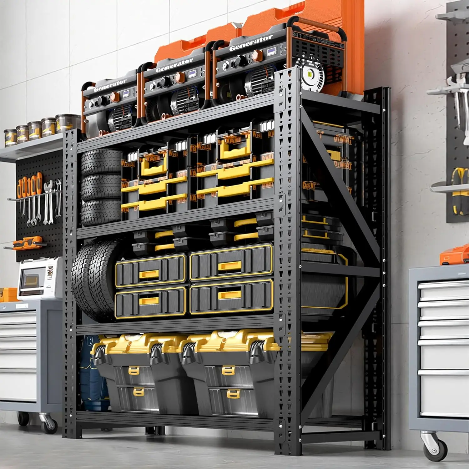 Heavy Duty Garage Storage Shelves, 48" Wide Metal Garage Shelving Units, 4-Tier Large Industrial Shelving for Shop, Customized