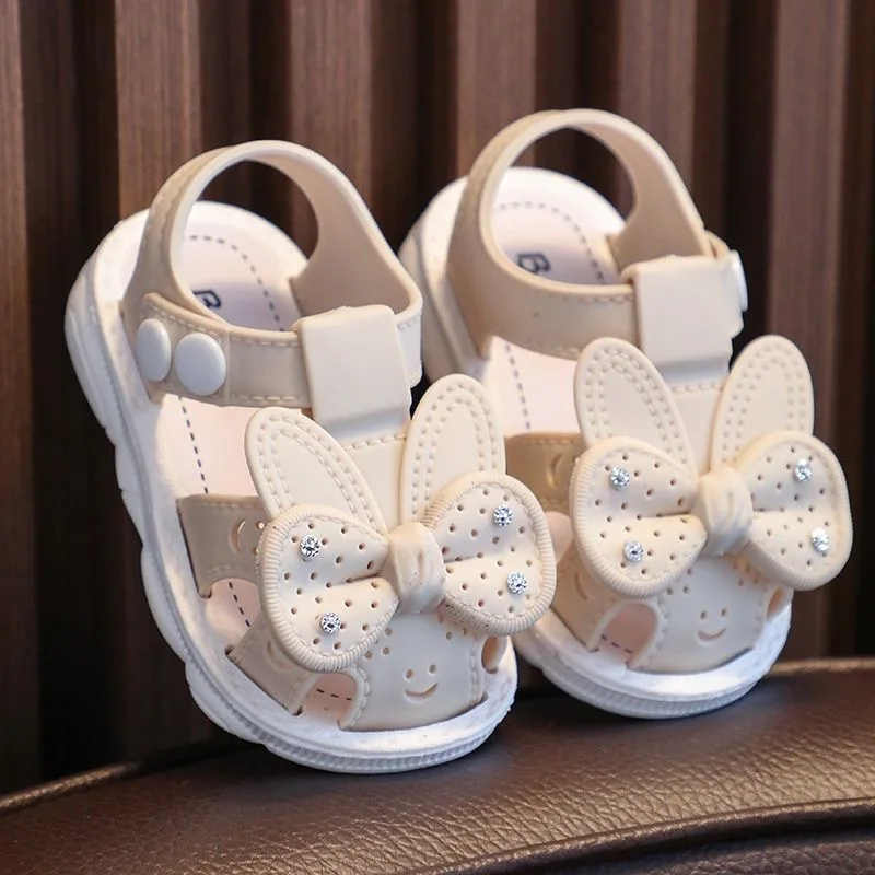 Babys andalen Anti-Rutsch-weiche Sohle atmungsaktive Schnalle lernen Wanderschuhe gepunktete Diamant bogen Cartoon Hasen ohr Prinzessin Schuhe