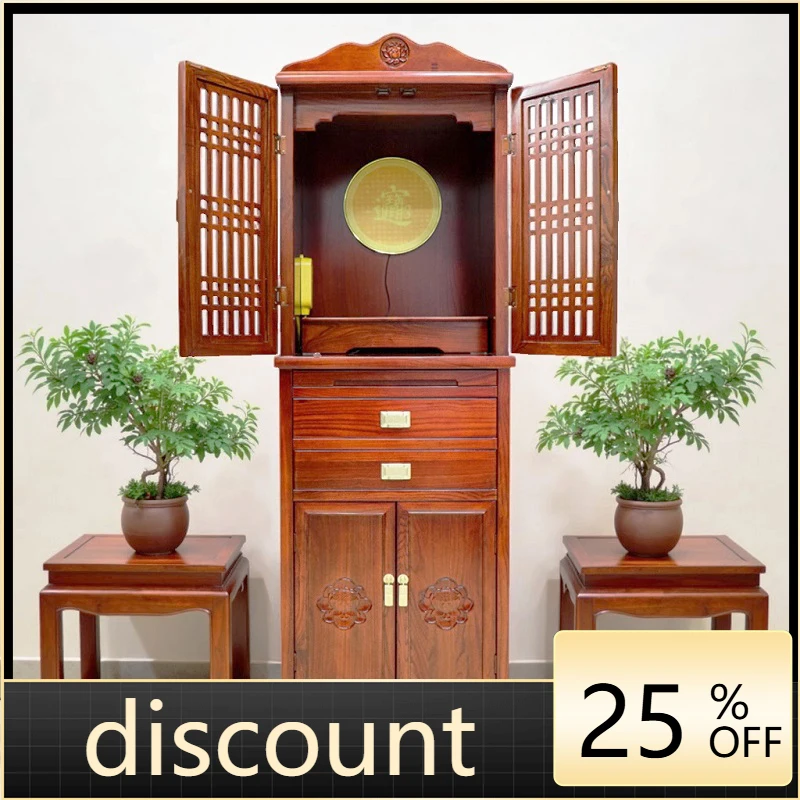 

LTT new Chinese solid wood Buddhist niche vertical cabinet with door modern Buddhist cabinet God of Wealth cabinet household