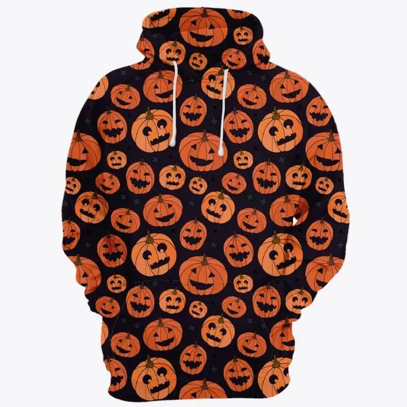 Men's Casual Oversized Vintage Halloween Long Sleeves Hoodie Cartoon Pattern Social Y2k Fashion Quality Luxury Clothes Harajuku