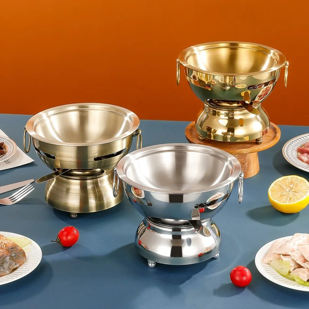 

Easy To Clean Portable Single Person Hotpot Stainless Steel Light Luxury Chinese Hot Pots Non-slip Chafing Dish Family Gathering