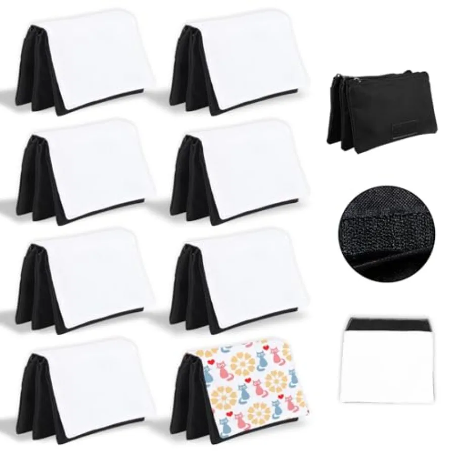 

8Pcs Sublimation Blank Canvas Makeup BagsSublimation Makeup Bag Bulk DIY Heat Transfer Canvas Pen Case Pencil Cosmetic Makeup B