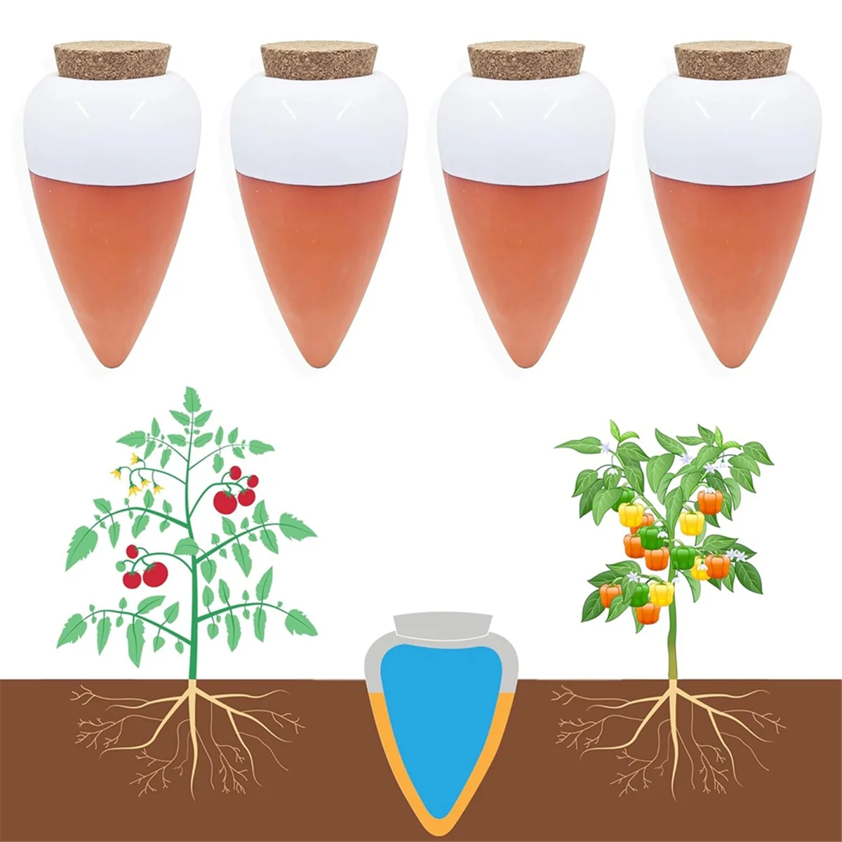 

X11AA Plant Watering Ball, Terracotta Watering Spike - Slow Release Watering Can,16 Ounces - Self Watering Spike,4pcs