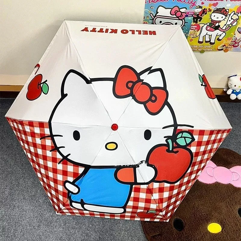

Hello Kitty Anime Kawaii Sanrio Ins Fashion Portable Sun Rain Umbrella Cute Cartoon Sun Protection Umbrella Gifts for Girls