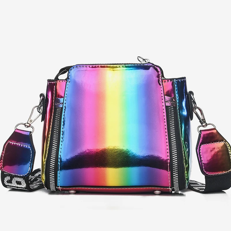 Girl Mini Gag Wave Korean Version Bright Versatile Chain 2023 New Zipper Handbag Women Fashion Broadband Shoulder Messenger Bag