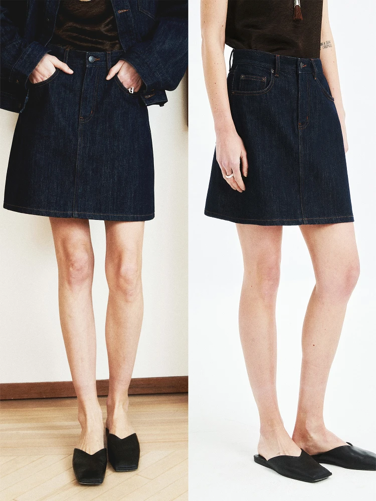 

MRS Studios Original Color Waed 3D A-Line Denim Skirt High Waist Cotton Casual Sle Women's Slim Fit H-ape Summer Skirt