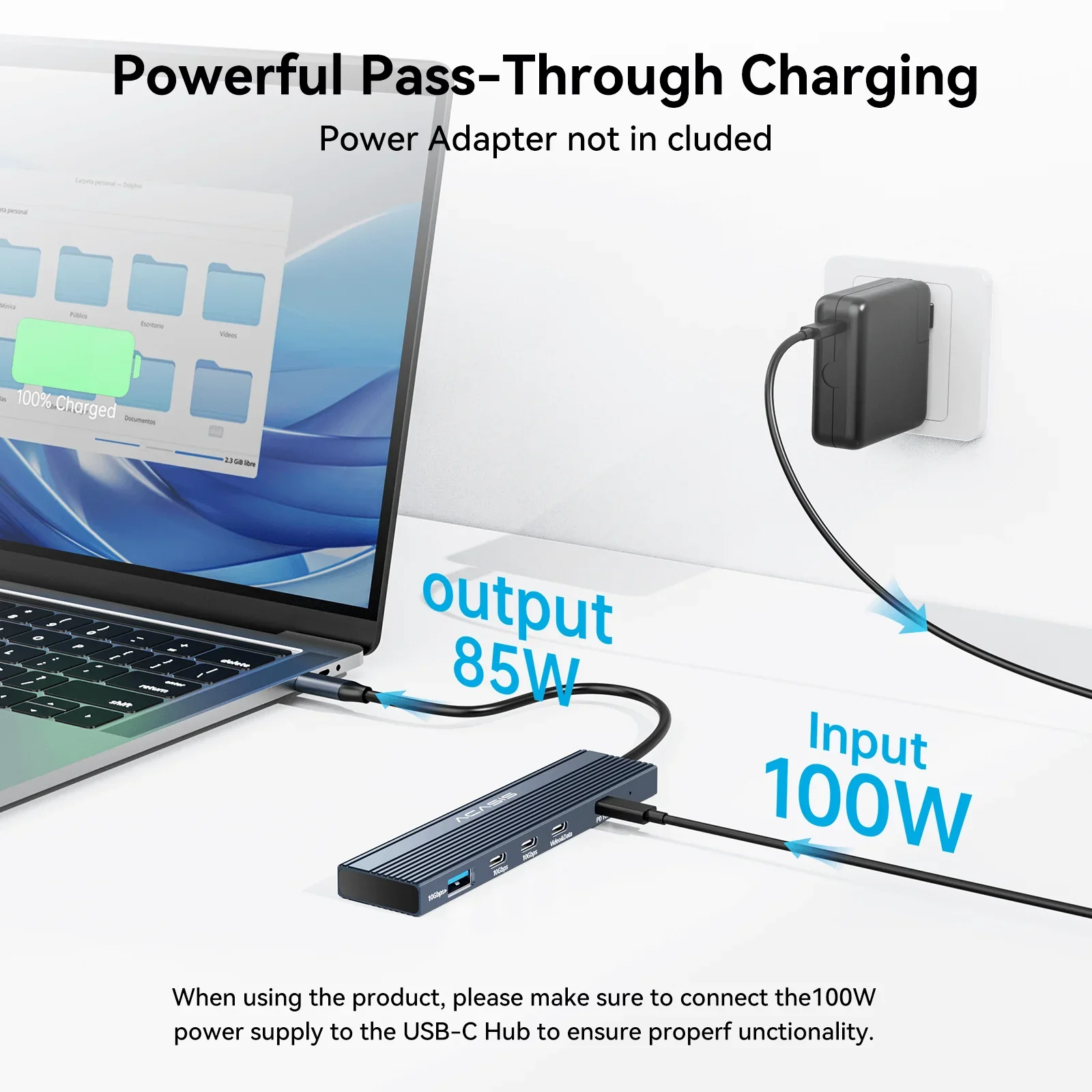 Stacja dokująca Acasis 10Gbps USB-C z wyjściem wideo USB-C 4K/60HZ, PD 100W, 2*USB-C 3.2, USB A dla Macbook/Dell XPS — zdjęcie produktu 4