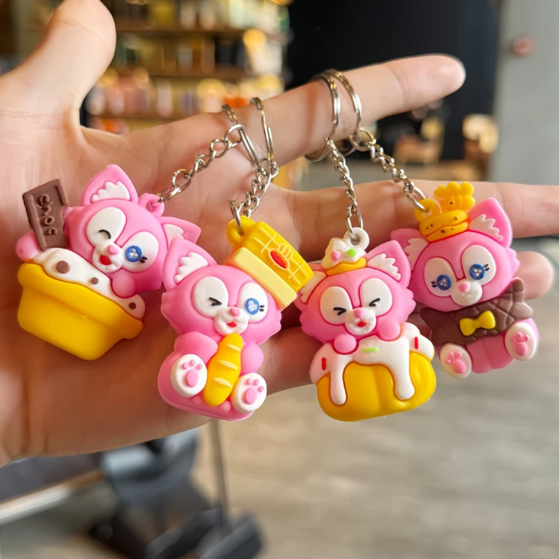 

Disney Linabell Gourmet Series Keychain Cute Cartoon Cake Shape Key Ring Student Schoolbag Charm Ornament Girl Festival Gifts