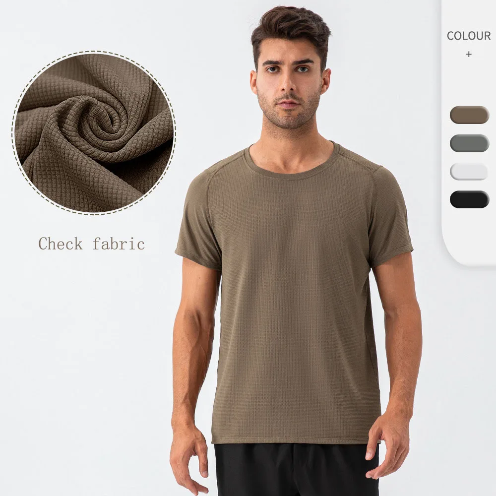 

Summer men's crew neck loose sports T-shirt perspiration quick-drying breathable fitness short-sleeved outdoor running top 31226