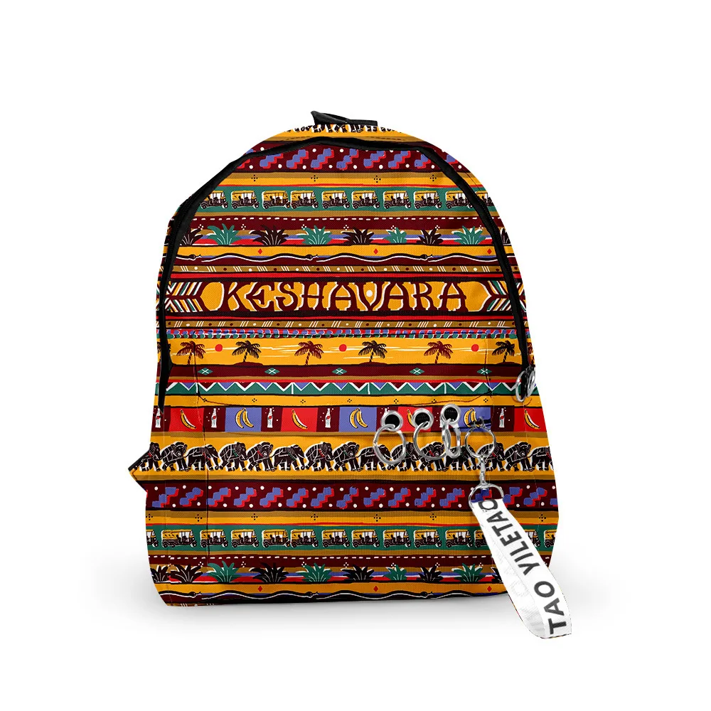 

Popular Youthful Tribal patterns School Bag Notebook Backpacks Boys/Girls 3D Print Oxford Waterproof Key Chain Small Travel Bags