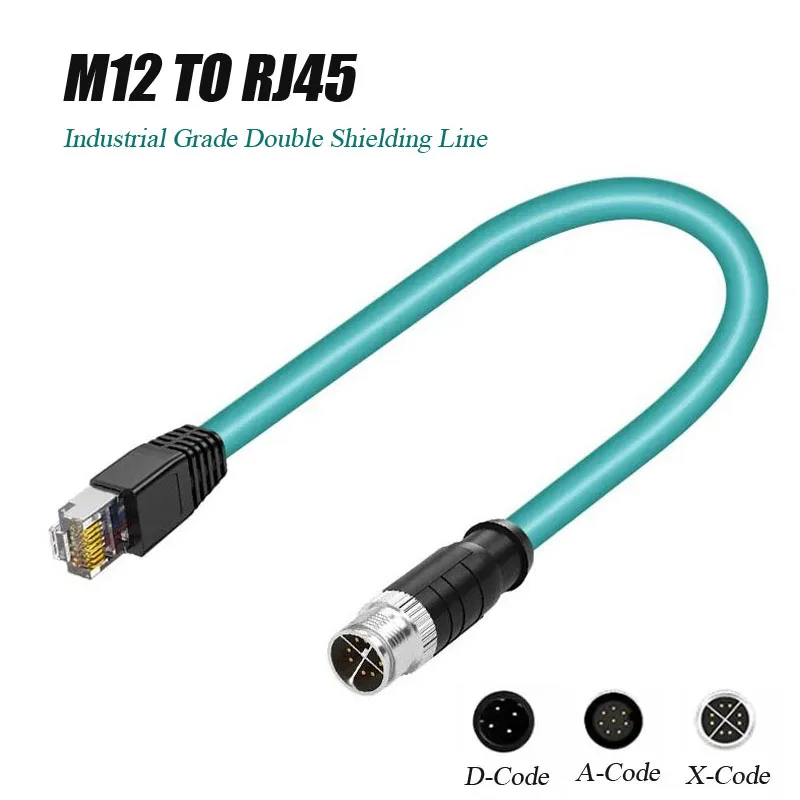 M12 to RJ45 Network Coding Line 4Pin 8Pin A-Code D-Coding X-Type Male Female Head to RJ45 Connector Drag Chain Shielding Cable