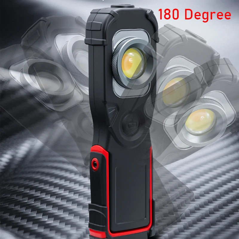 4400mAh COB LED 포켓 손전등 USB-C 충전식 작업 조명 자석 무선 검사 램프 650lm 캠핑 비상 토치