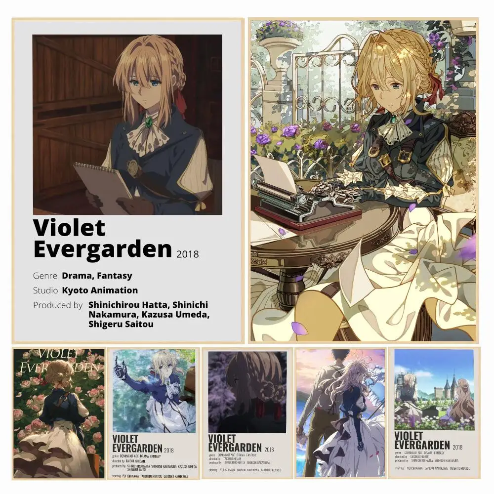 anime V-Violet Evergarden-N Painting Calligraphy Boho Botanical Decor for Living Room Elegant Home Style