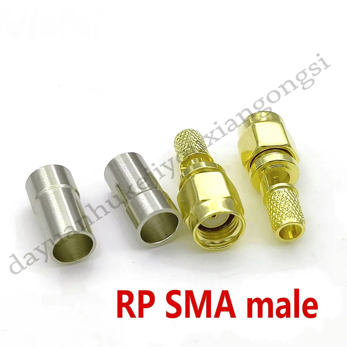 RP-SMA / SMA Male Plug RF coaxial coax adapter  center window Crimp  RG58 LMR195 RG142 RG400 RG223 Cable RF Connector