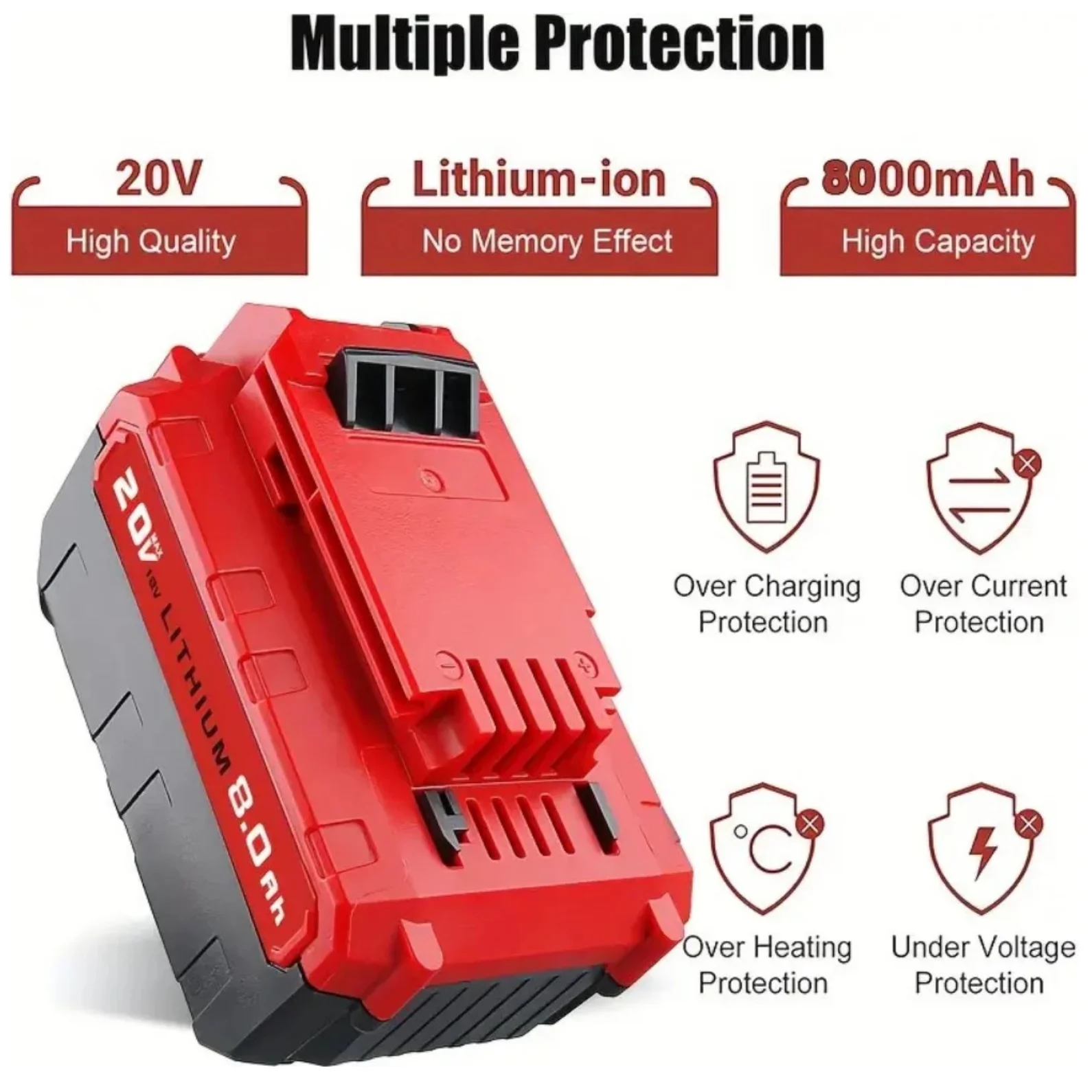 VANON 2 حزمة PCC685L 8.0Ah 20 فولت بطارية ليثيوم استبدال ل كابل بورتر PCC620LB PCC640 PCC670B PCC682L PCC710B أدوات بطارية دبوس