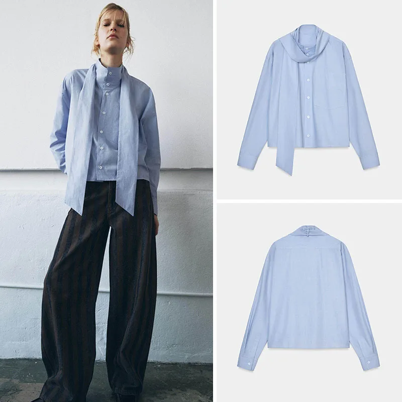 

Весенняя новинка: женская повседневная длинная кофта с высоким воротником и декором в виде узла, стильная этническая одежда