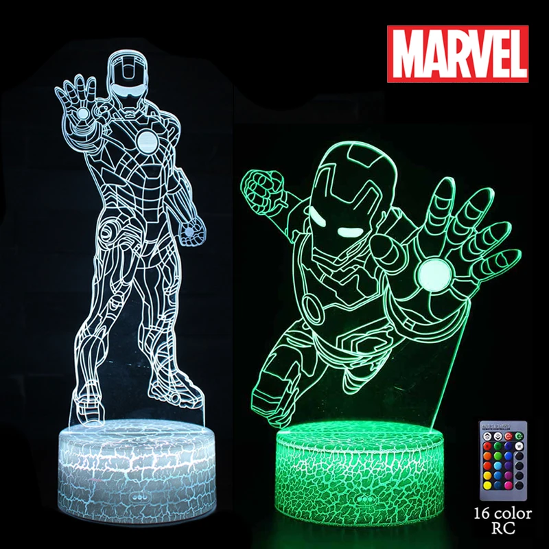 

Marvel Iron Man Led Table Lamps Avengers Cartoon Action Figure Night Lights Visual Lamp Decor Model Toys Children Birthday Gifts