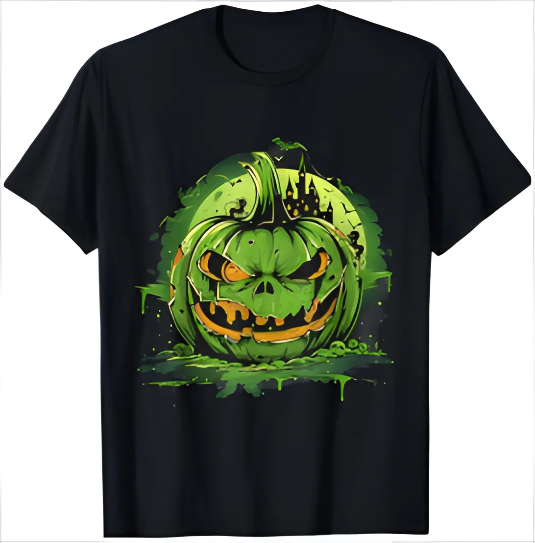 A new Halloween horror pumpkin troublemaker castle bat T-shirt