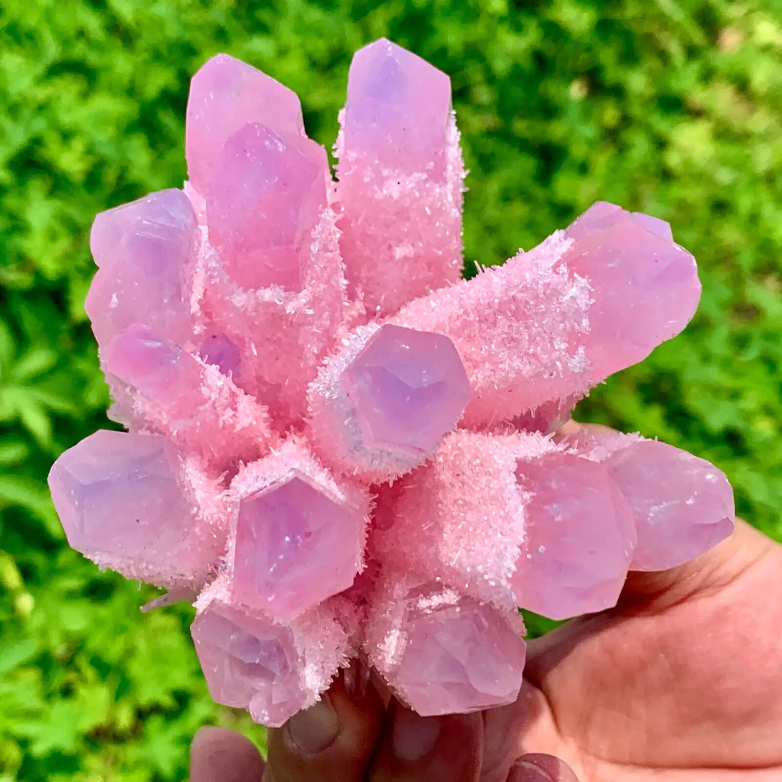 Natural Pink Phantom Quartz Crystal Cluster, Mineral Specimen, Healing