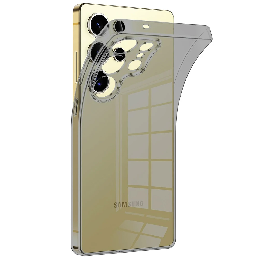 Luksusowe przezroczyste czarne silikonowe miękkie etui do Samsung Galaxy S25 S24 S23 S21 FE S22 Ultra Plus Ultra Thin Clear Back Cover S25