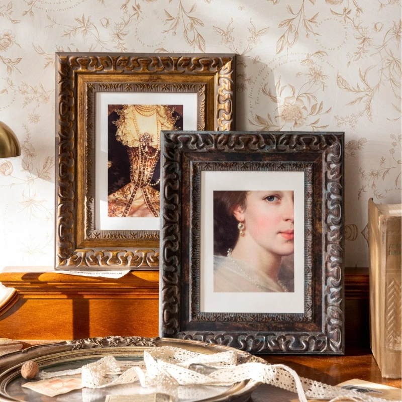 6-12 Inch American Retro High-end Black Resin Photo Frame Hanging and Hanging Dual-use Home Desktop Decoration Picture Fram