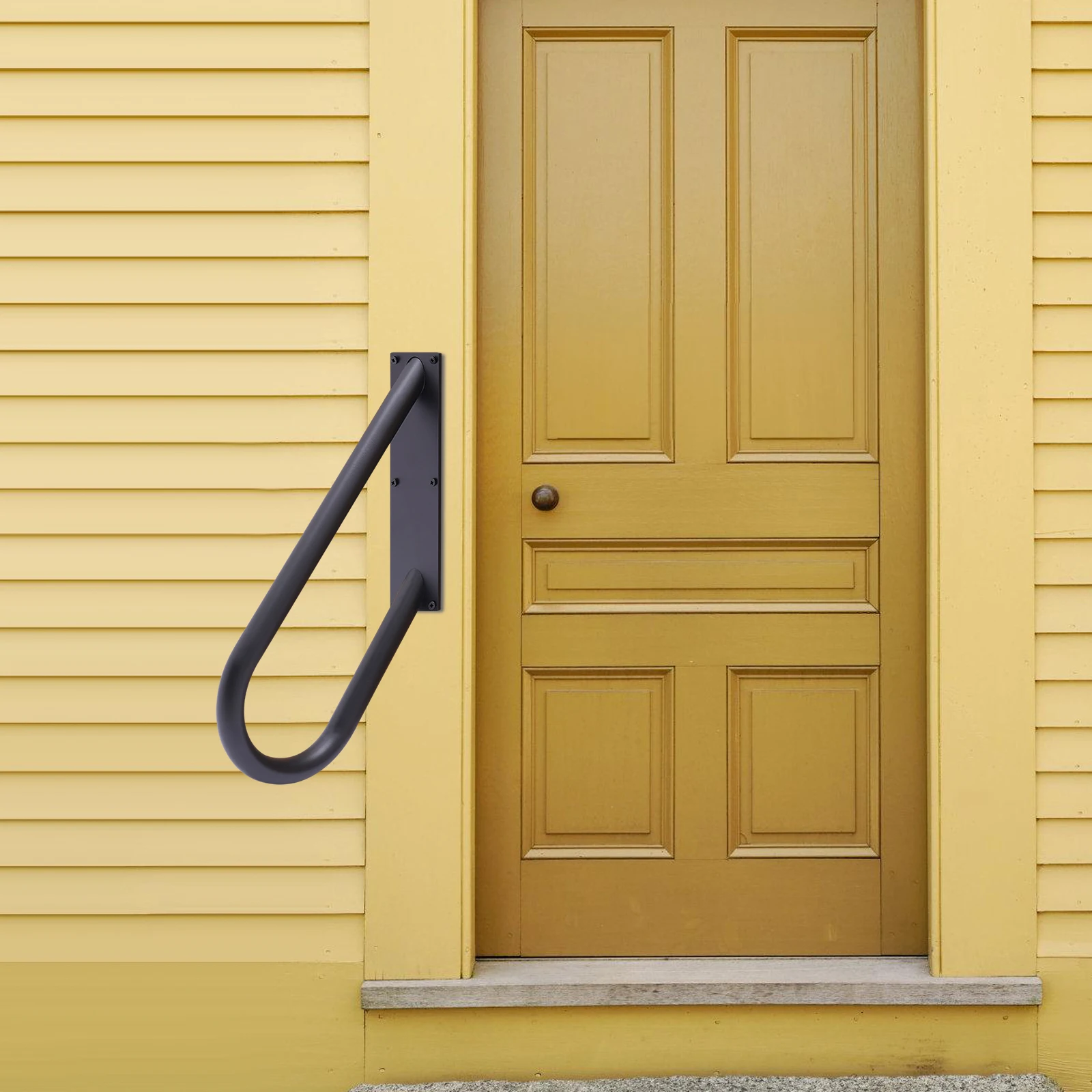 

Wall Mount Handrail for Stairs, 20In U-Shaped Safety Hand Rail W/ Load Capacity 660 Lbs, Black Iron Stair Handrail for Elderly