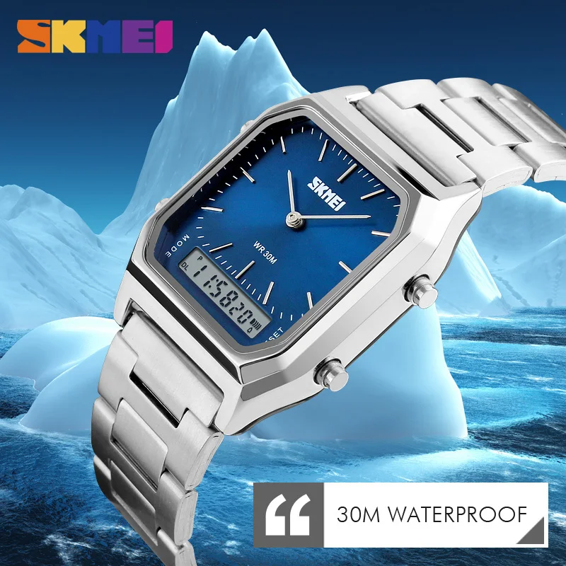 SKMEI Dual Display Watch Men Digital Dual Time Sports Chronograph Waterproof Male Clock Quartz Wristwatches Relogio Masculino