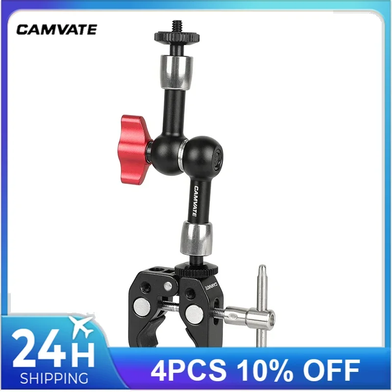 CAMVATE testa a sfera braccio magico supporto per morsetto per granchio con supporto a vite da 1/4 "per fotocamera DSLR LED Light Monitor LCD microfono Smartphone