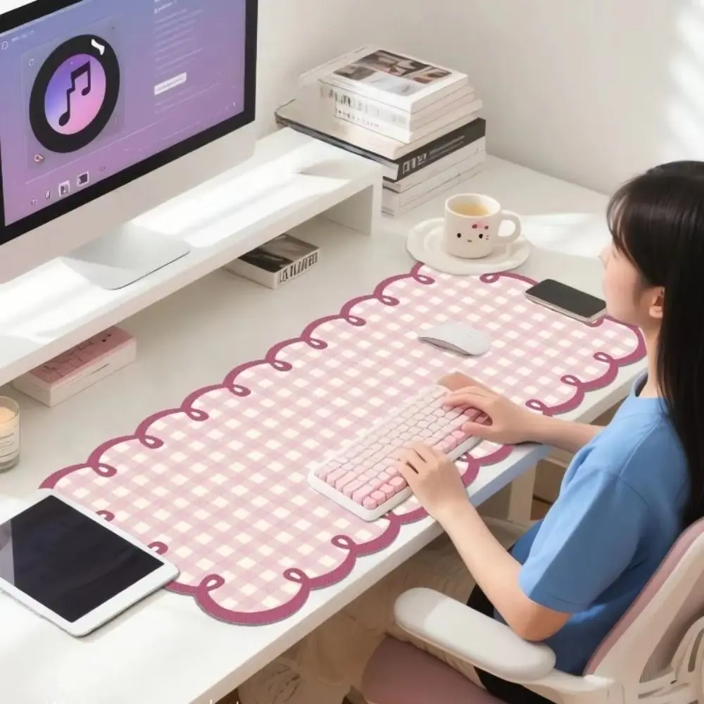 New Non Slip Extra Large Mouse Pad Plaid Pattern PVC Desk Mat Pink Blue Computer Desk Mat Computer Desk