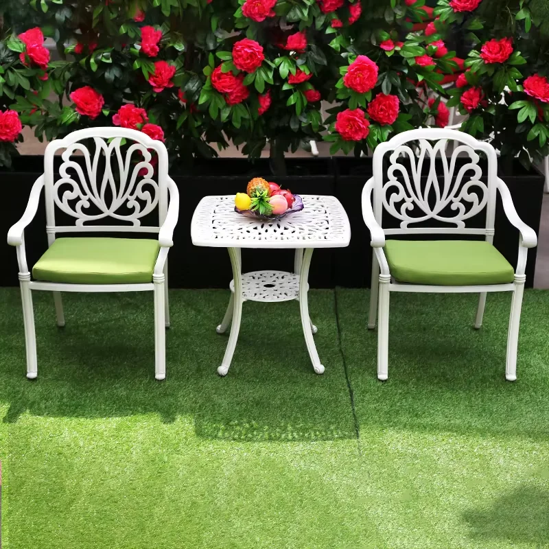 2024 Top Sell 3-piece Set Outdoor Garden Table And Chairs Cast Aluminum Furniture Combination Leisure Hotel Urniture Terrace Set