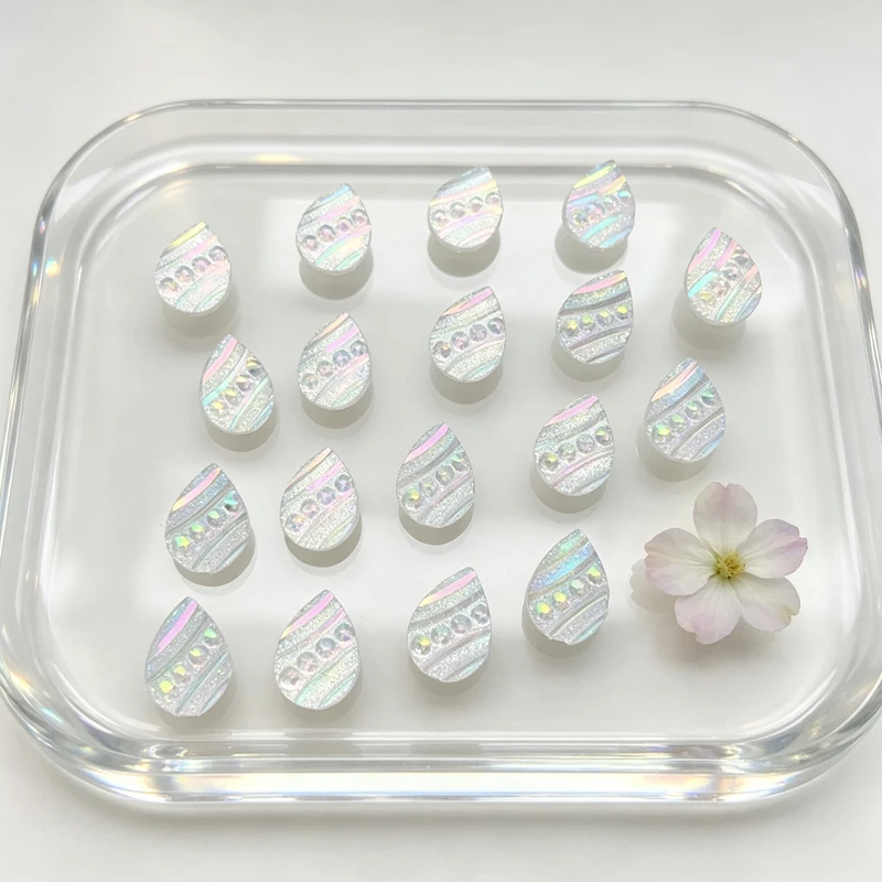 50pcs 10*14mm white AB Color Drop  Rhinestone diy jewelry earrings decorated Flat back scrapbook wedding decoration crystal