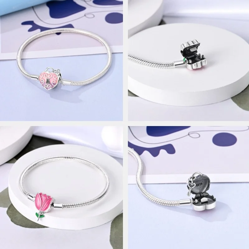 Charms 925 sterling silver bracelet suitable for original pendant, love lock, creating fashionable jewelry