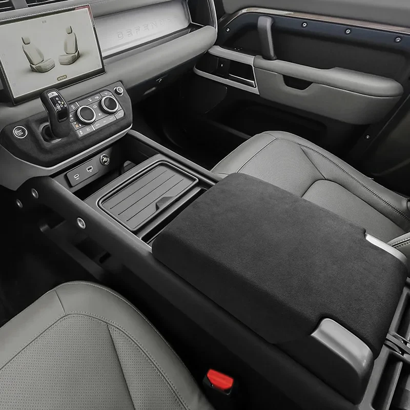 For LAND ROVER DEFENDER 2020 2021 2022 2023 Interiors Suede Leather Overlay Cover on Armrest, Central Gear Knob