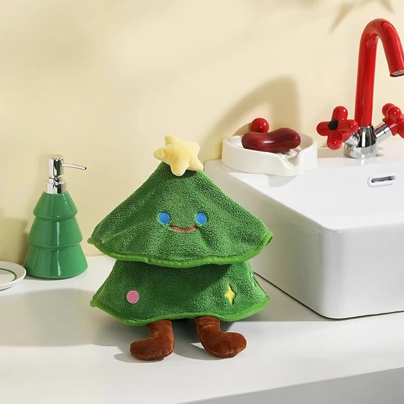 Christmas Decoration Hand Towel Hanging Arrangement Cute Children's Kitchen Bathroom Absorbent Quick Drying Thickened Hand Towel