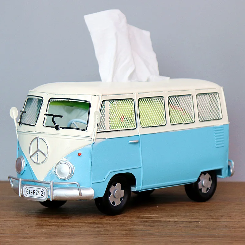 

American retro creative napkin drawer, tissue box, Car, van, bus, Tissue drawer, Hotel home living room decoration ornaments