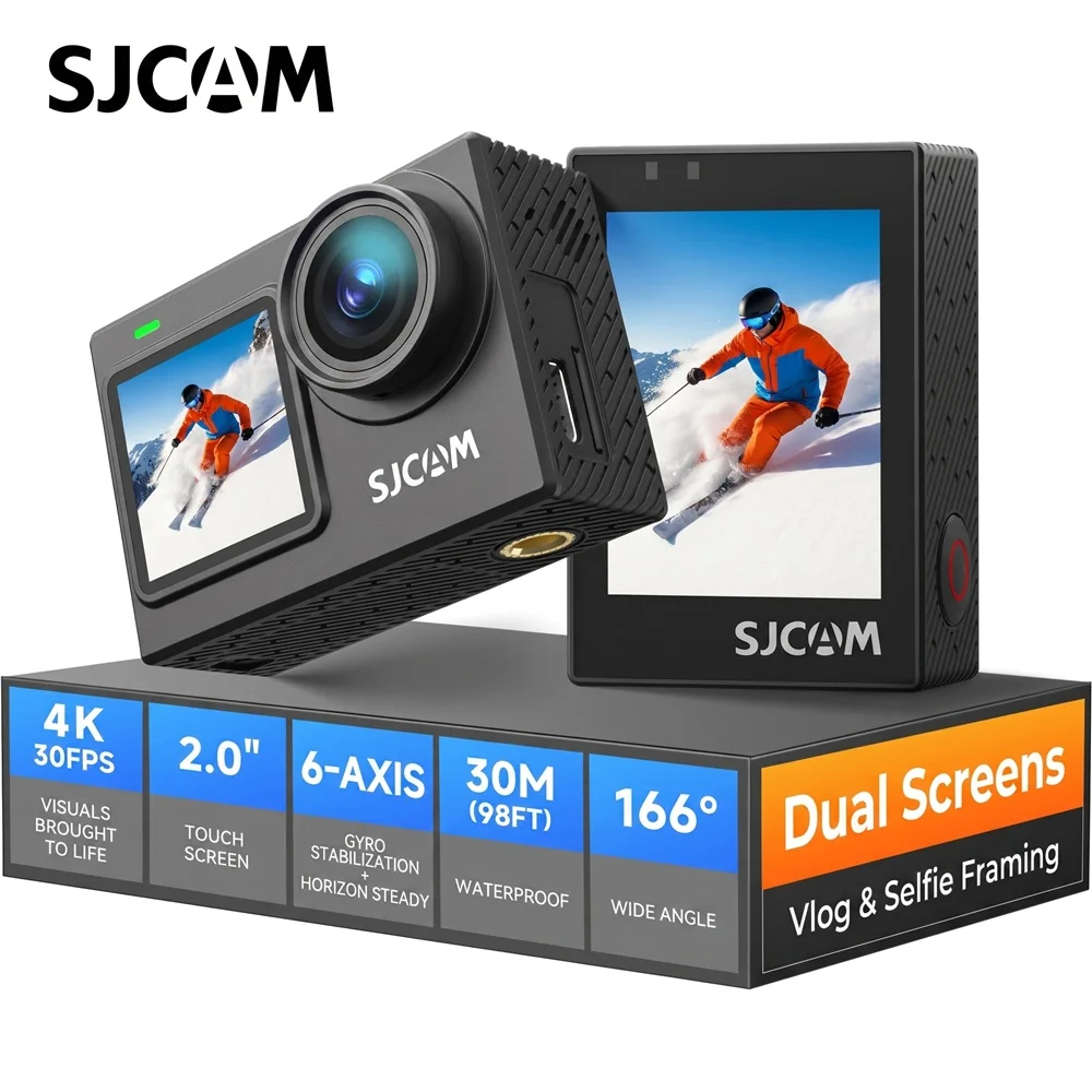 SJCAM 4K Ultra HD Action Camera 20MP 6Axis Gyro Stabilization 5G WiFi Live Stream 30M Waterproof Cycling Diving Vlog Recording