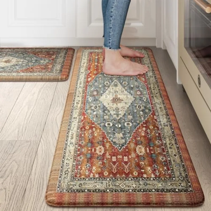 

Boho Kitchen Mat 2PCS Cushioned Kitchen Mats for Floor AntiFatigue Mat Waterproof Kitchen Rug Set of 2 NonSkid Comfort Standing