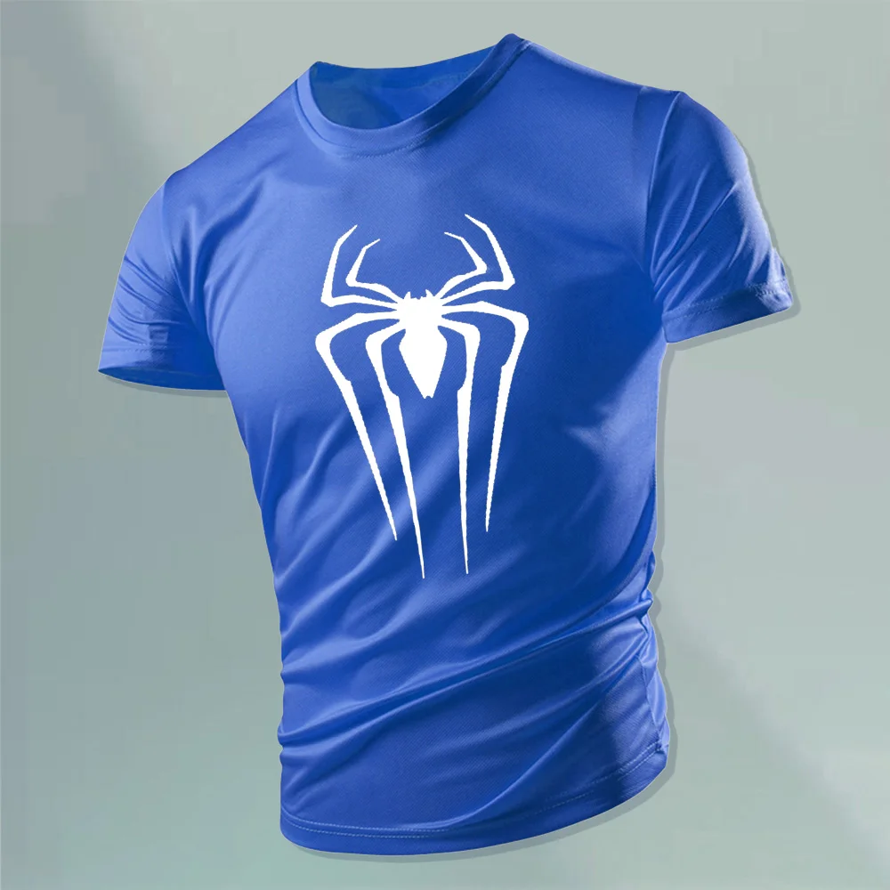 Glow-in-the-dark spider Print short-sleeved tops Summer Men\'s Outdoor Recreational Sports T-shirt Adult Fitness Running tops