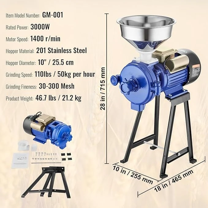 Wet Dry Dual Use Grain Grinder Home Corn Rice Soybean Milling Machine Multigrain Powder Maker